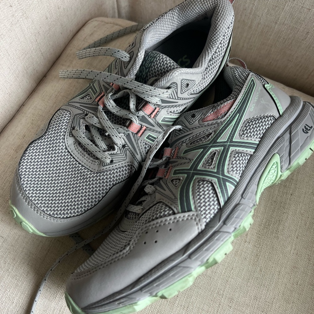 Asics Gray and Green Women's Running Shoes